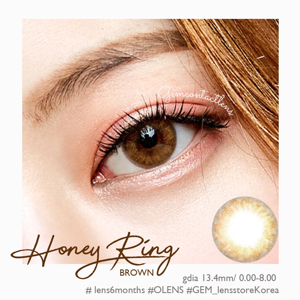 Áp Tròng Giãn Nhẹ HONEY RING BROWN Nội Địa Hàn OLENS HSD 3-6 Tháng Đủ Độ Có Lệch Lens Nâu Mật Ong Tự Nhiên Mắt Nhạy Cảm