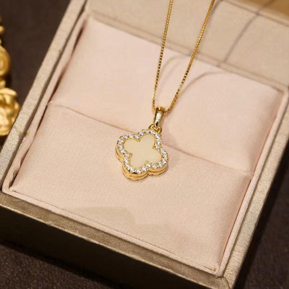 Vòng Cổ Choker Mặt Cỏ Ba Lá Đính Vỏ Sò Phong Cách Cổ Điển Cá Tính Dành Cho Nữ