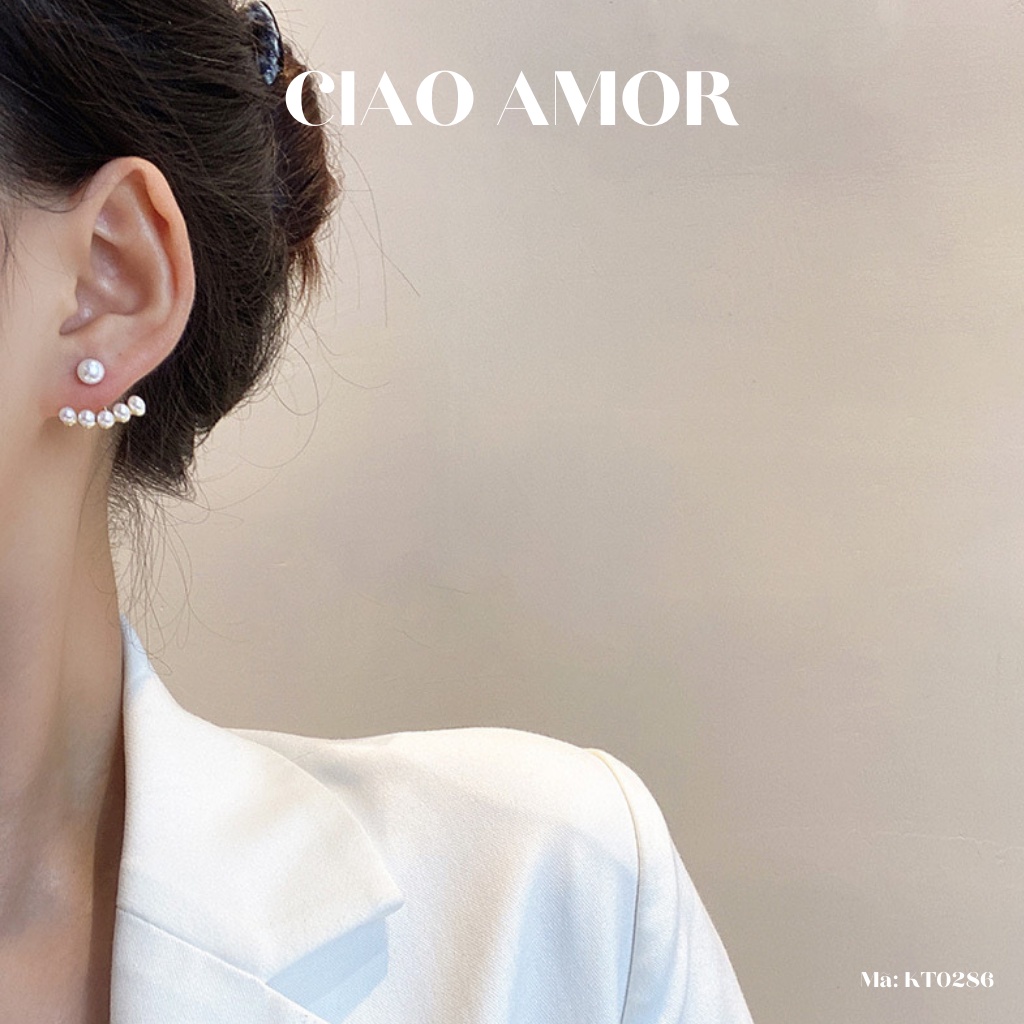 Khuyên tai nữ, Bông tai ngắn đính ngọc vành tai thanh lịch Trang sức Ciao Amor - KT0286