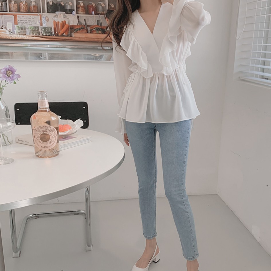 Áo Voan Dài Tay Trơn Màu Xinh Xắn Dành Cho Nữ 41965