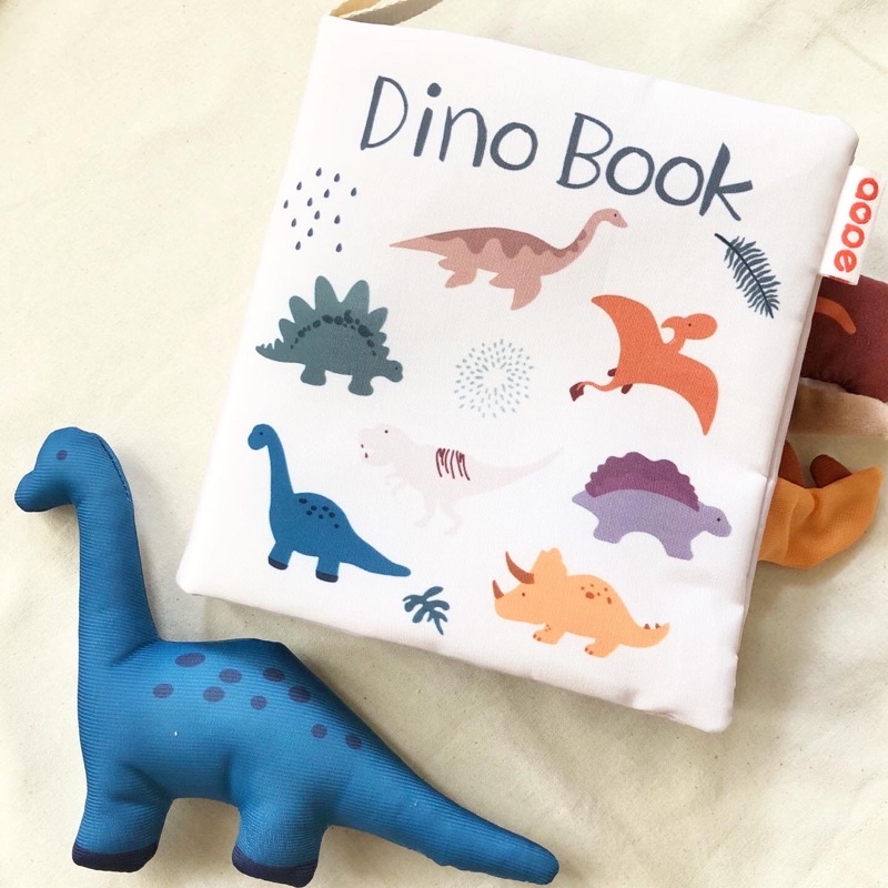 Sách vải Dino Book Mỹ - tặng kèm đồ chơi thú bông khủng long bé xinh