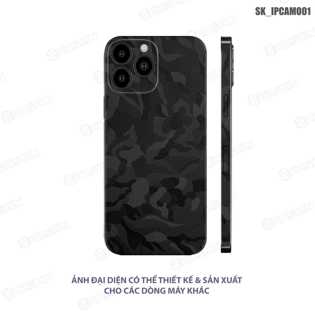 Miếng Dán Skin 3M Camo Black Chính Hãng Dành IPhone 7/14 Pro Max |SK_IPCAMO01| Dán Full Lưng Viền Máy, Khuôn Cắt CNC