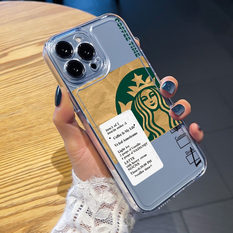 Ốp Điện Thoại TPU Gel Đệm Khí Hình Starbucks Cho iPhone 13 Pro Max 14 12 iPhone 11 XR 8 7 SE 2022