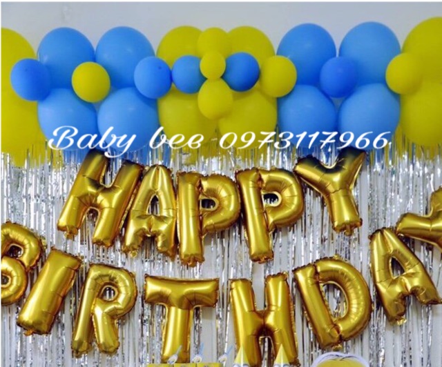 Set Bóng Trang Trí HAPPY BIRTHDAY Kèm Bóng Màu