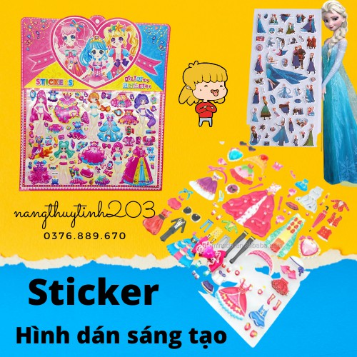 [Nhiều mẫu - Dễ thương] Đồ chơi miếng hình dán sticker công chúa nhiều mẫu đẹp vui nhộn cho bé thời trang