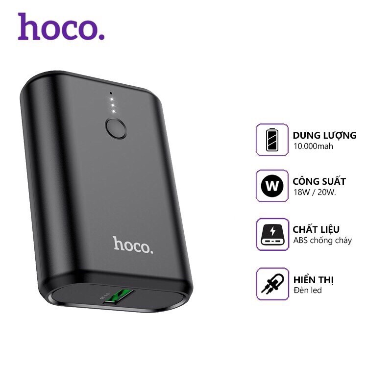 Sạc Dự Phòng 10000mah Hoco Q3 New Hỗ Trợ Sạc Nhanh 20W có đèn Led hiển thì dung lượng pin