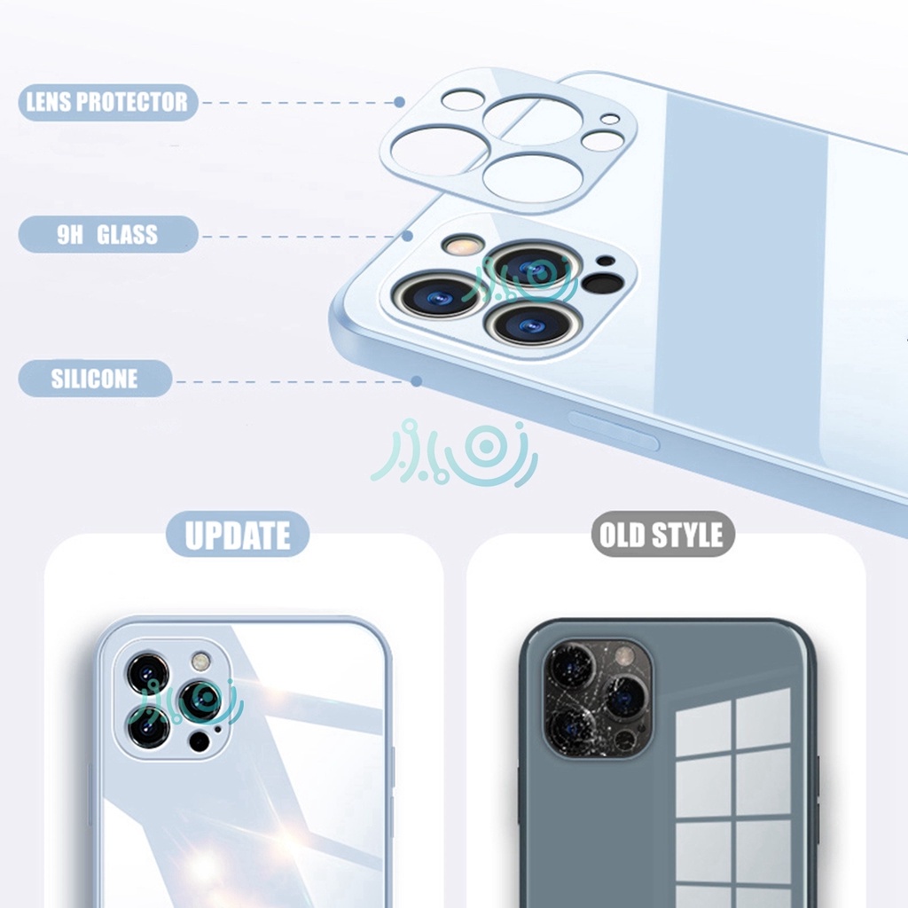 Ốp điện thoại silicon dẻo mặt kính màu trơn cho IPHONE 13 12 11 PRO MAX IX XR XS MAX