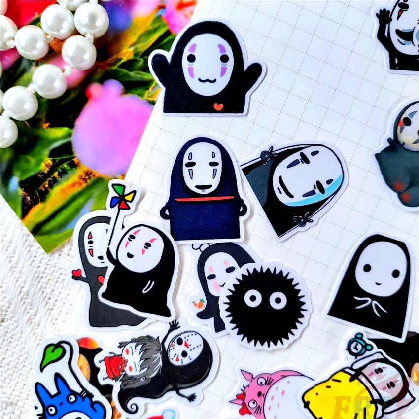 ★★★ Spirited Away. Sticker Dán Trang Trí Nhật Ký Mini Q-1 Hình Vô Diện Xinh Xắn ★★★ 48 Miếng Dán Decal Thời Trang Trang Trí Album
