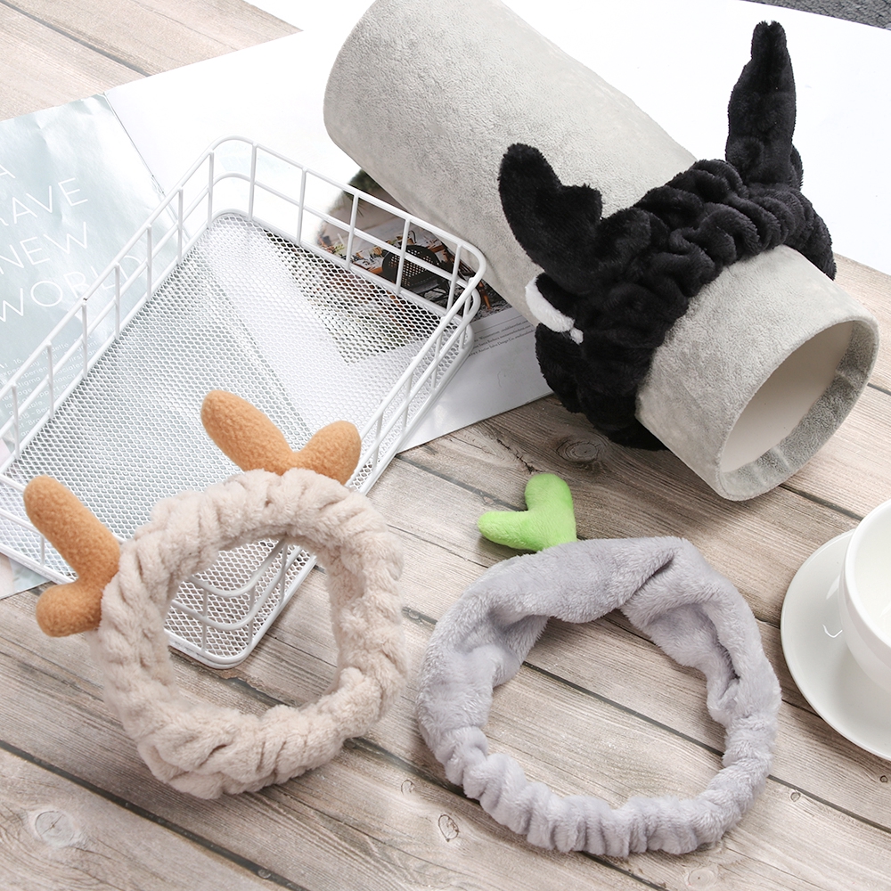 Băng Đô Vải Nỉ Màu Trơn Có Sừng Nhỏ Xinh Xắn Cho Nữ