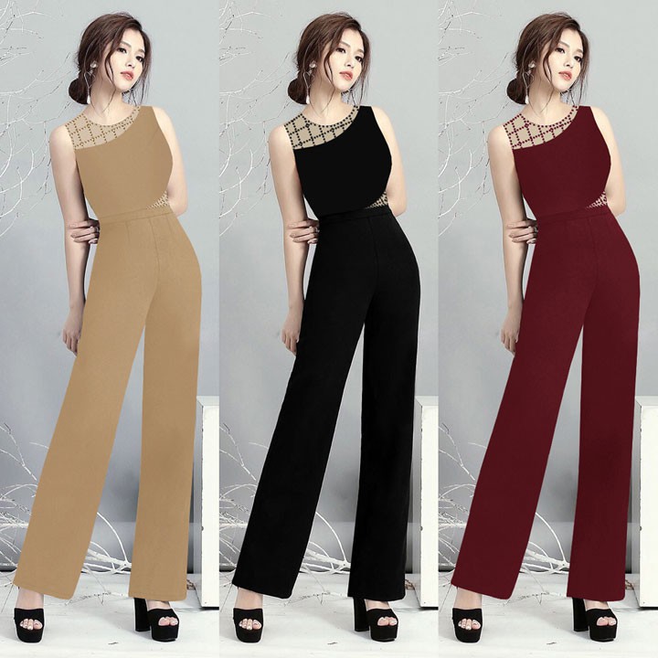 Đồ Bay Dài Ống Suông Phối Lưới Đính Hột Xinh Xắn J938