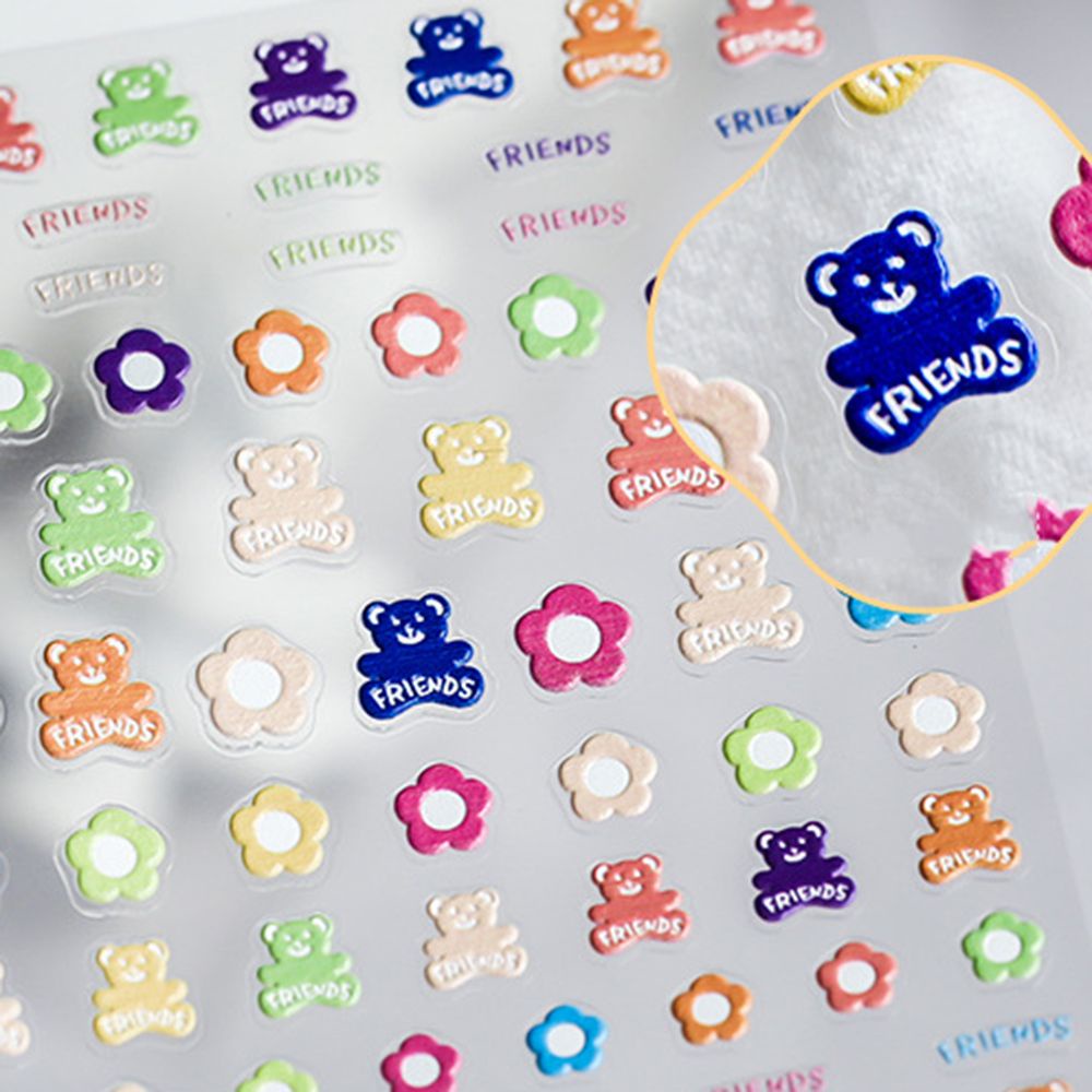 [Hàng mới về] Nhãn Dán Trang Trí Móng Tay Siêu Mỏng Họa Tiết Hoa / Gấu Dễ Thương Diy