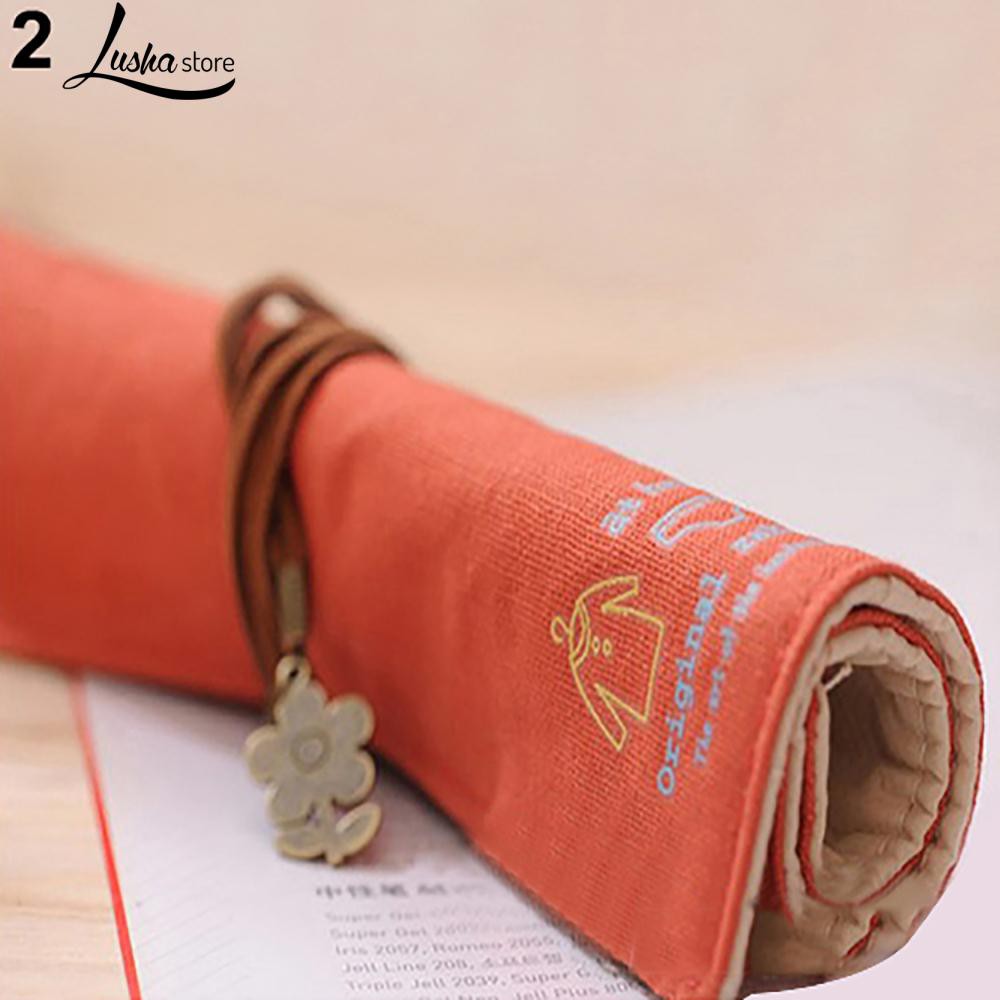 Túi đựng bút dạng cuộn chất liệu vải canvas phong cách cổ điển | BigBuy360 - bigbuy360.vn