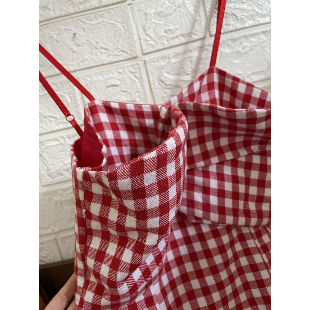 Đầm body dây caro