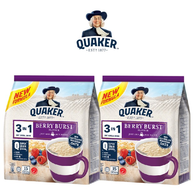 Combo 2 Túi Thức uống yến mạch Quaker 3in1 Vị Berry Burst 450g/túi