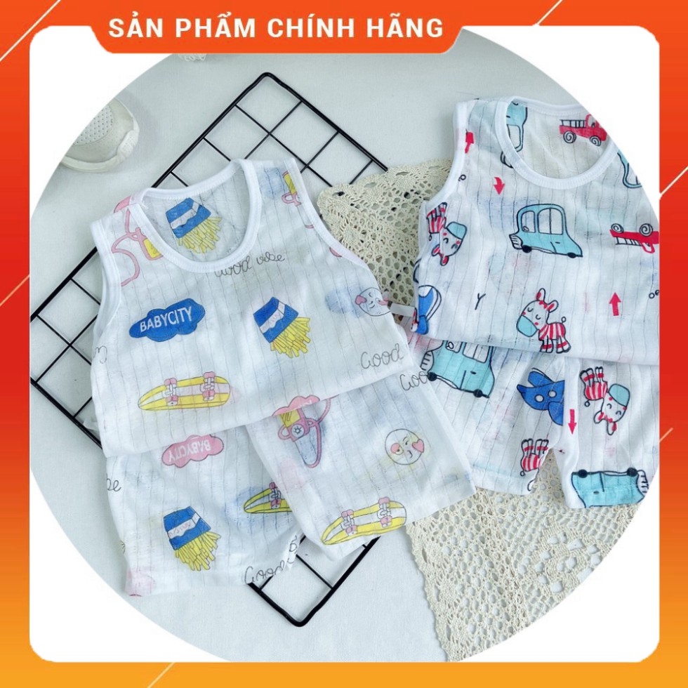 Bộ Cotton Giấy Ba Lỗ cho bé trai bé gái sơ sinh 5-15kg hàng đẹp Chất lượng