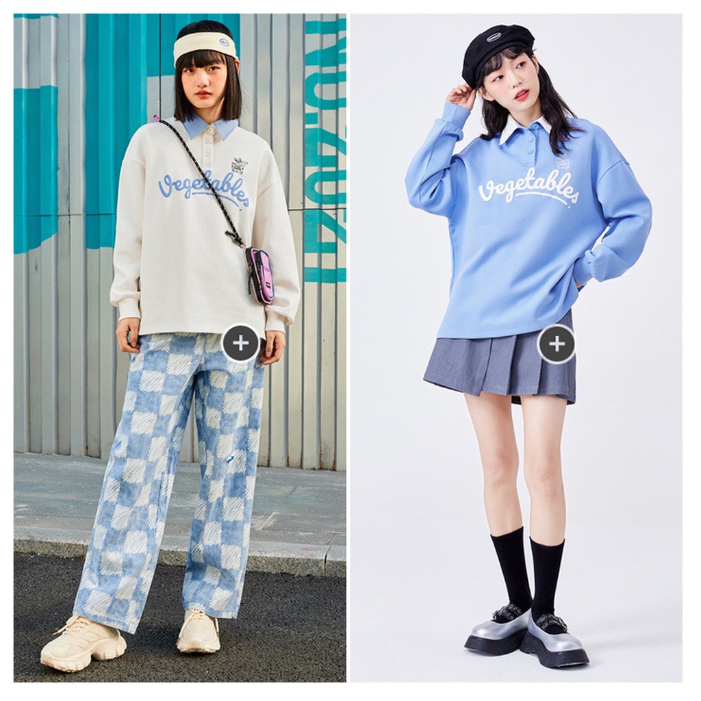 Áo Polo Tay Dài Unisex Nam Nữ VEGETABLES Oversize Form Rộng, Chất Cotton Mềm Mịn Co Giãn Không Xù Hàn Quốc