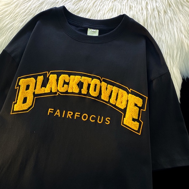 ZHELIHANGFEI Áo Thun Ngắn Tay Dáng Rộng Thêu Chữ Cá Tính Kiểu Mỹ