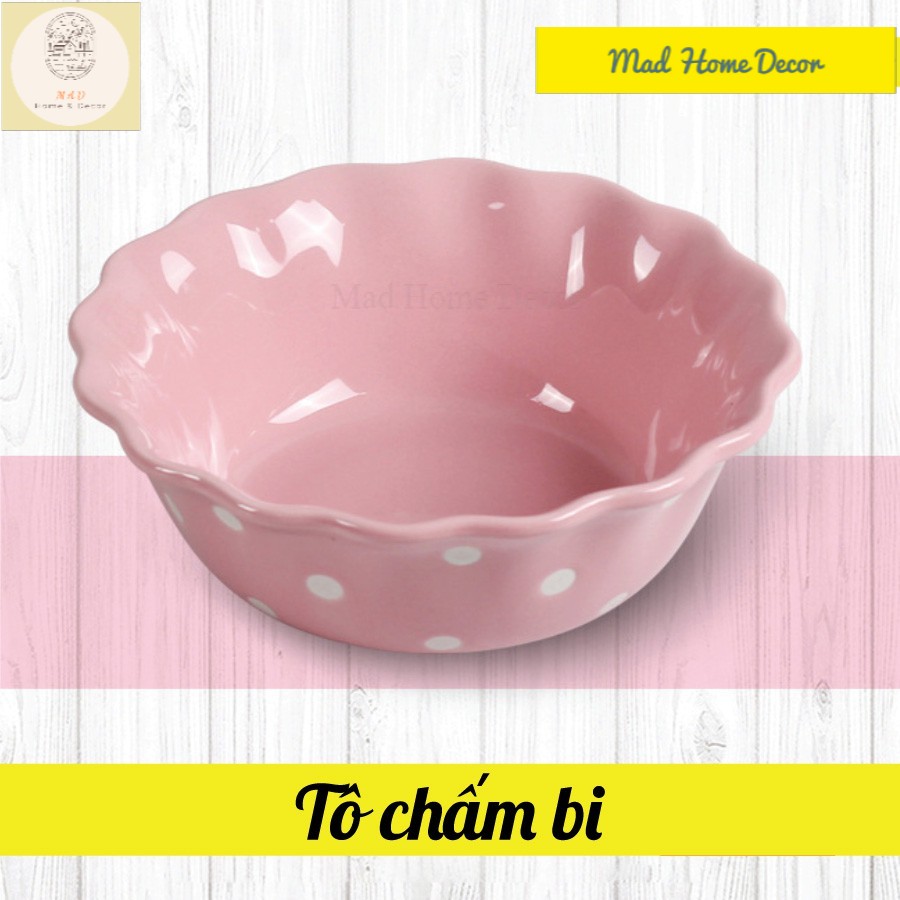 Tô Sứ, Bát ăn dặm, Tô salad chấm bi miệng loe cực xinh mới về với đủ bộ sưu tập màu sắc