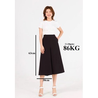 Quần Ống Rộng Nữ culottes Dài 63cm, Vải Lụa Trượt, Có oversize đại tới 86KG, ống rộng dáng váy che nhược điểm quá béo, q