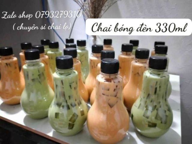 Combo 10 chai nhựa bóng đèn 330ml nắp nhựa