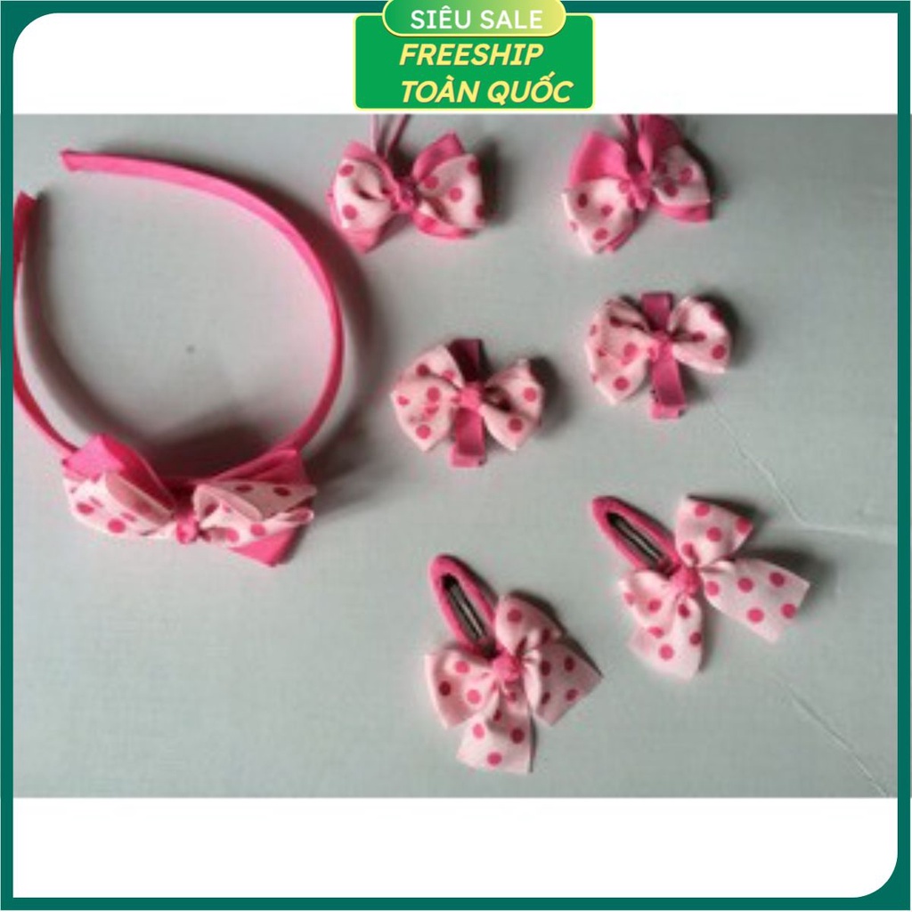 PVN12424 Set bờm tóc và kẹp nơ cho bé T2 .