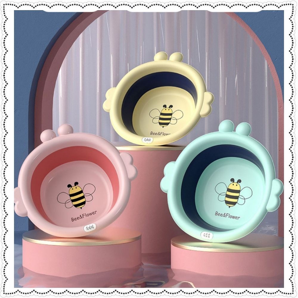 Chậu rửa mặt gấp gọn silicon cho bé hình ong cao cấp xếp gọn mang đi du lịch tiện dụng đồ sơ sinh