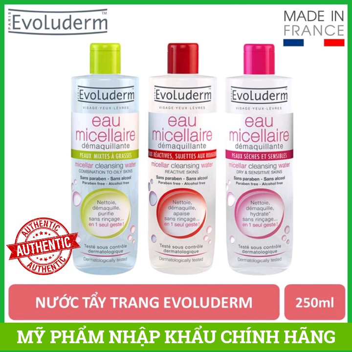 Nước tẩy trang Evoluderm Micellar Cleansing Water 250ml [Auth]