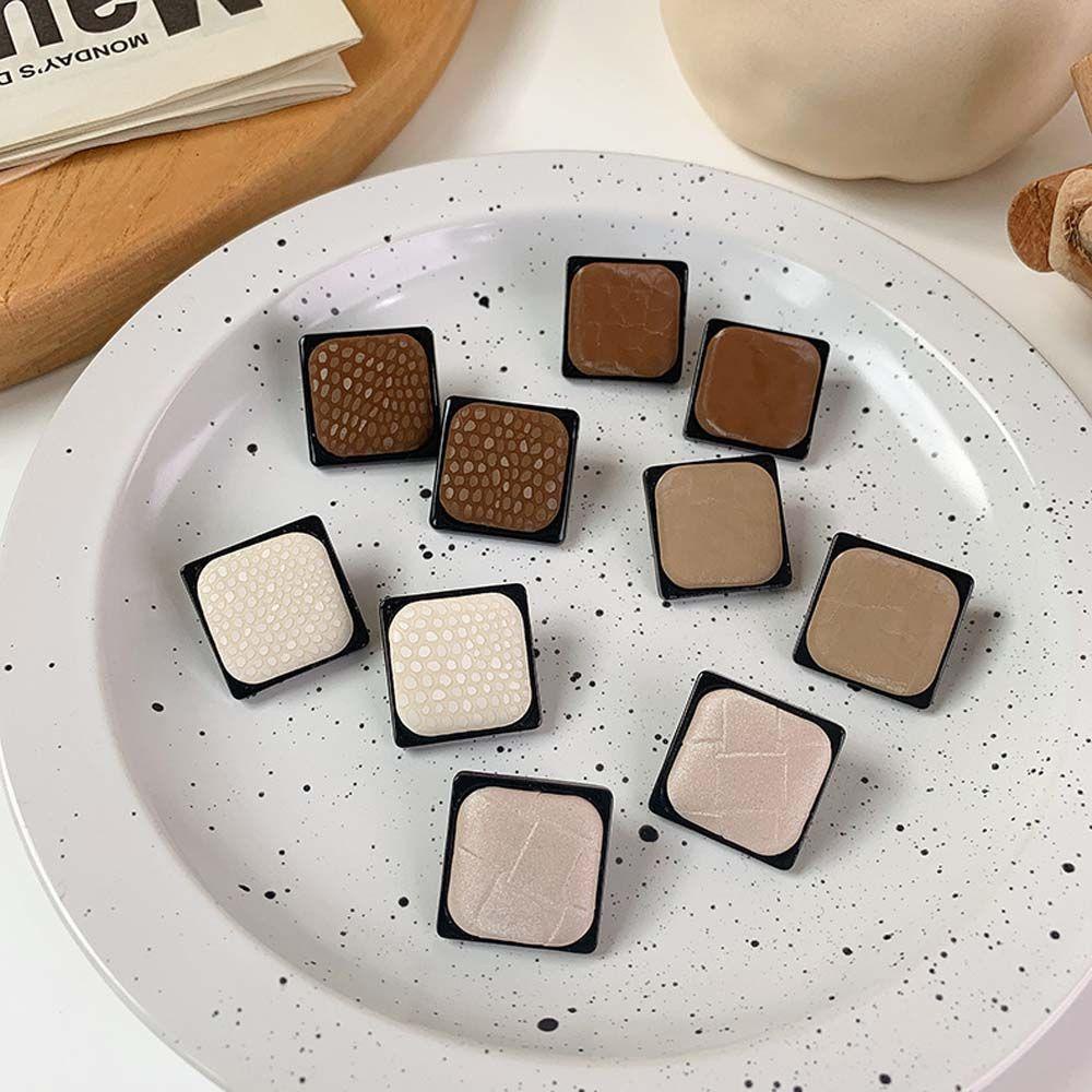 Bông Tai VANES1 Nâu Cà Phê Đen Nâu 925|Bông Tai Hình Học / Vuông / Tròn Họa Tiết Trái Tim Xinh Xắn Thời Trang Cho Nữ