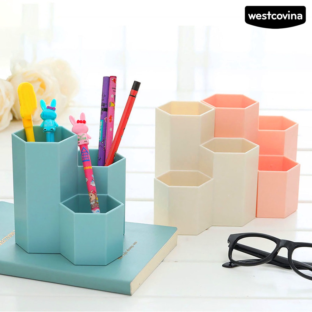 [Hot]✍Giá Đỡ Bút 3 Ngăn Hình Lục Giác Tiết Kiệm Không Gian Tiện Dụng