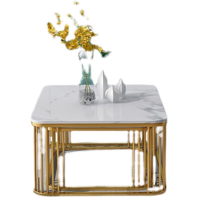 Cặp bàn trà sofa vuông mặt đá vân mây phong cách hiện đại thích hợp cho không gian nhỏ gọn, bàn trà cho phòng khách