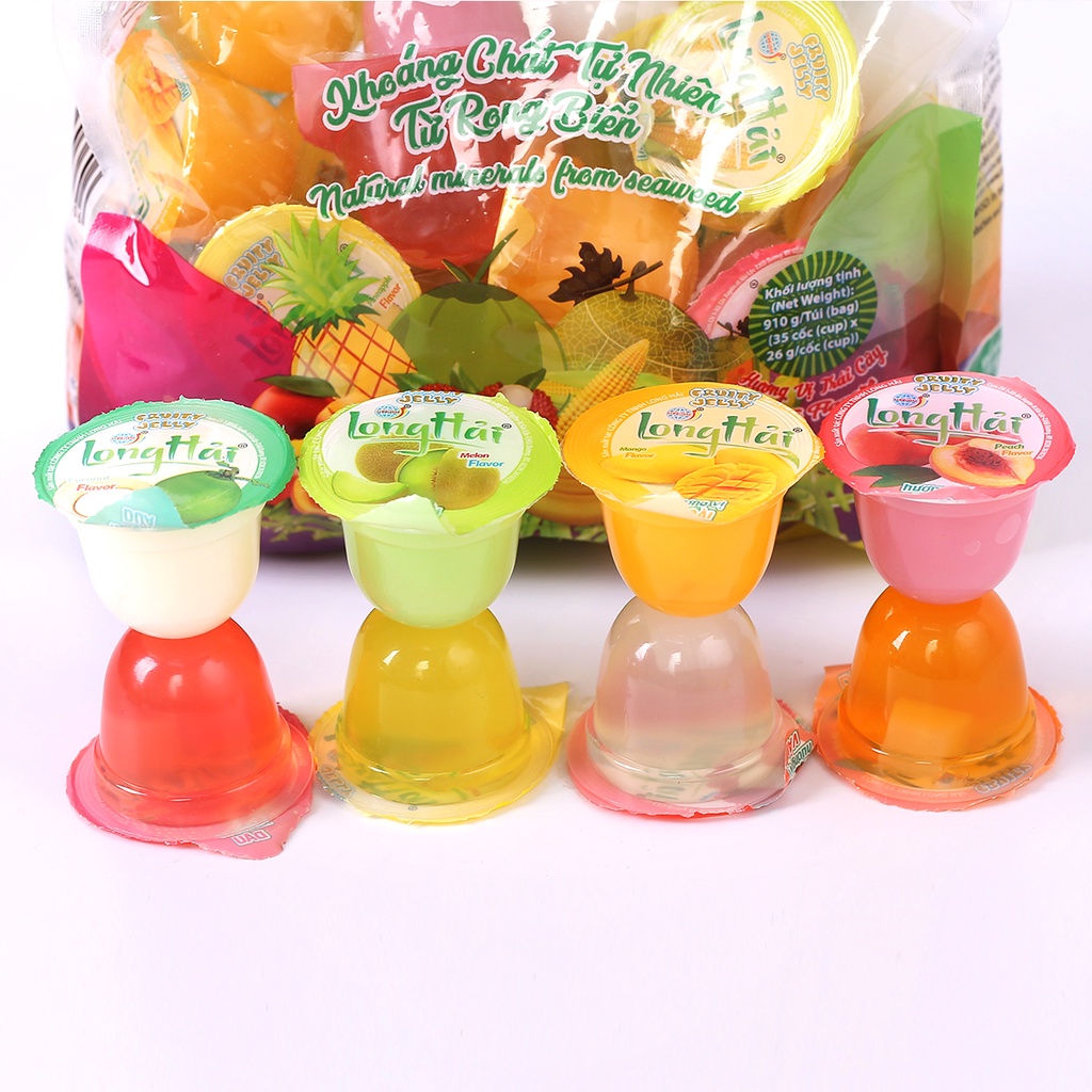 Thạch Rau Câu Long Hải Hương Vị Tổng Hợp Trọng Lượng 910 G Túi Kqx