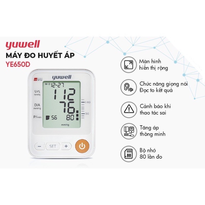 Máy Đo Huyết Áp Bắp Tay Yuwell YE650D