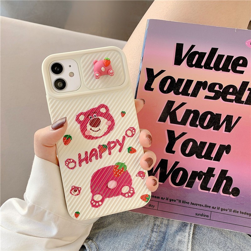 Ốp lưng iphone Gấu Happy Bảo Vệ camera Thích hợp iphone 11,12 pro max,12,12 pro,11 pro max,11 pro,7 plus,7,xs max,8g,G