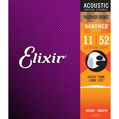 Dây Đàn Guitar Acoustic Elixir 16027 (Phosphor Bronze - Phủ lớp Nanoweb) cỡ 11-52