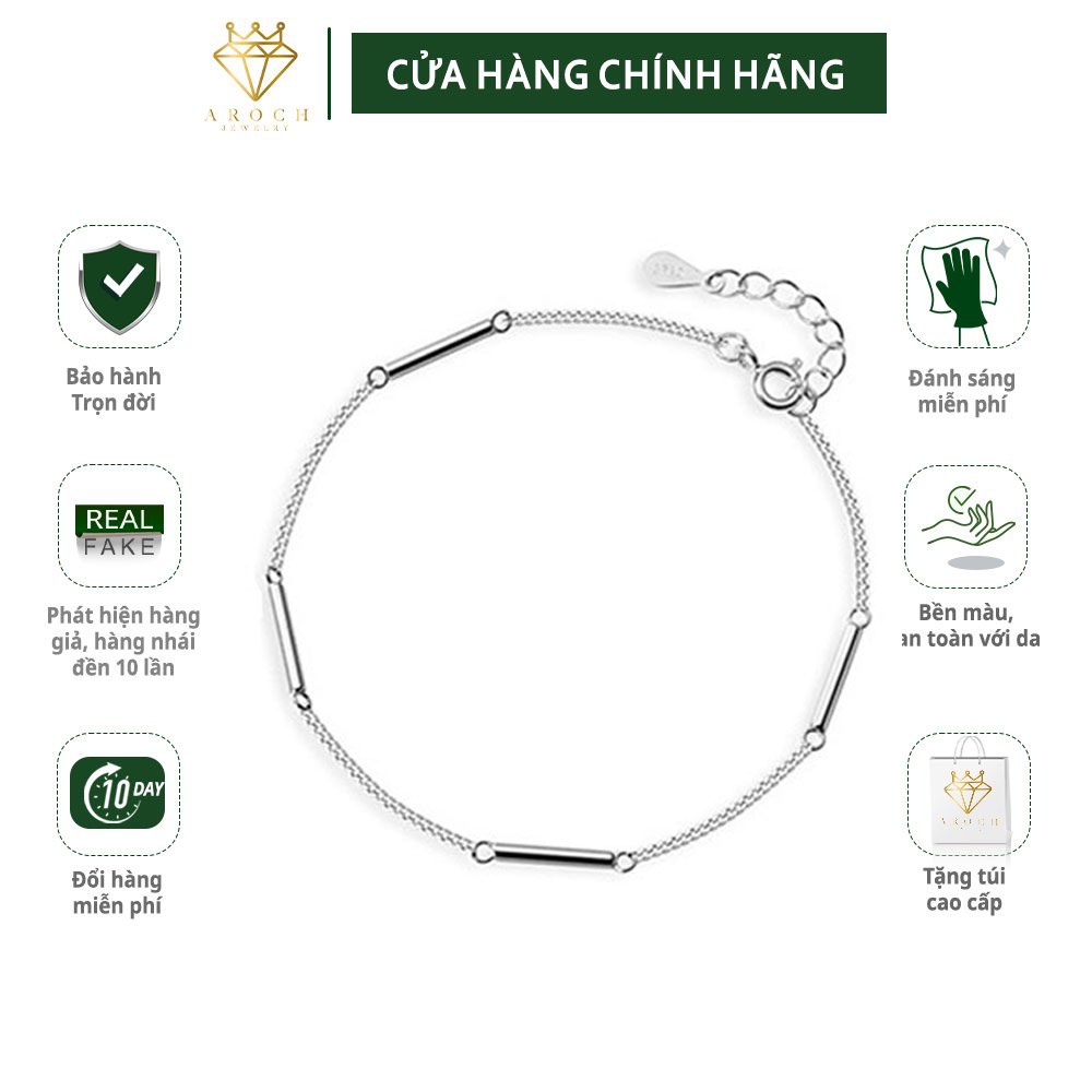 Vòng tay nữ bạc ý s925 thanh bạc so le sáng bóng siêu sang chảnh S3260 - AROCH Jewelry