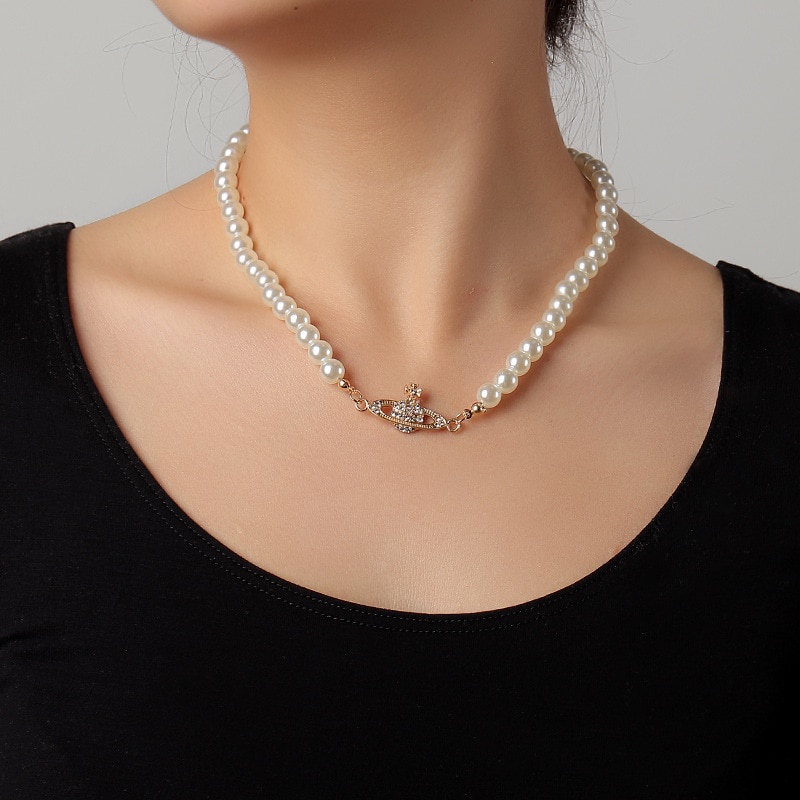 Vòng cổ choker đính ngọc trai nhân tạo thời trang 2022