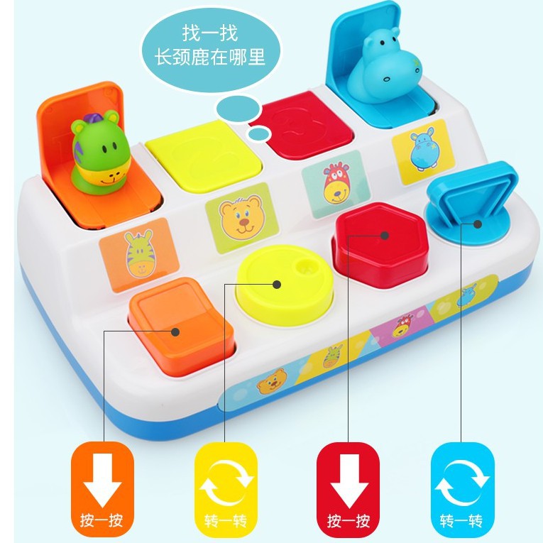 Hộp nút công tắc đồ chơi Peekaboo Pop-up kho báu bất ngờ cho bé Thông minh Đẩy lùi 1-3 tuổi