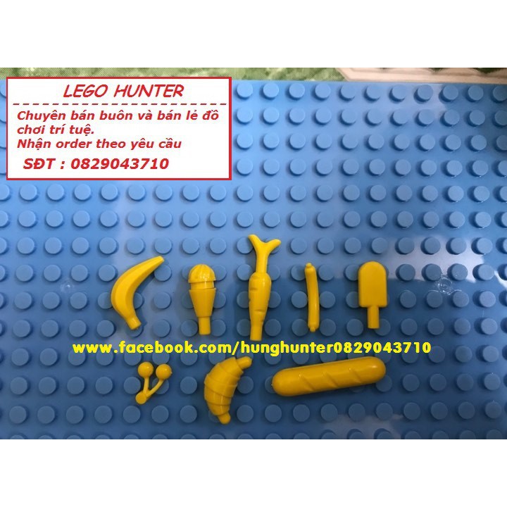 Lego Phụ kiện Minifigures : combo đồ ăn ( màu vàng )