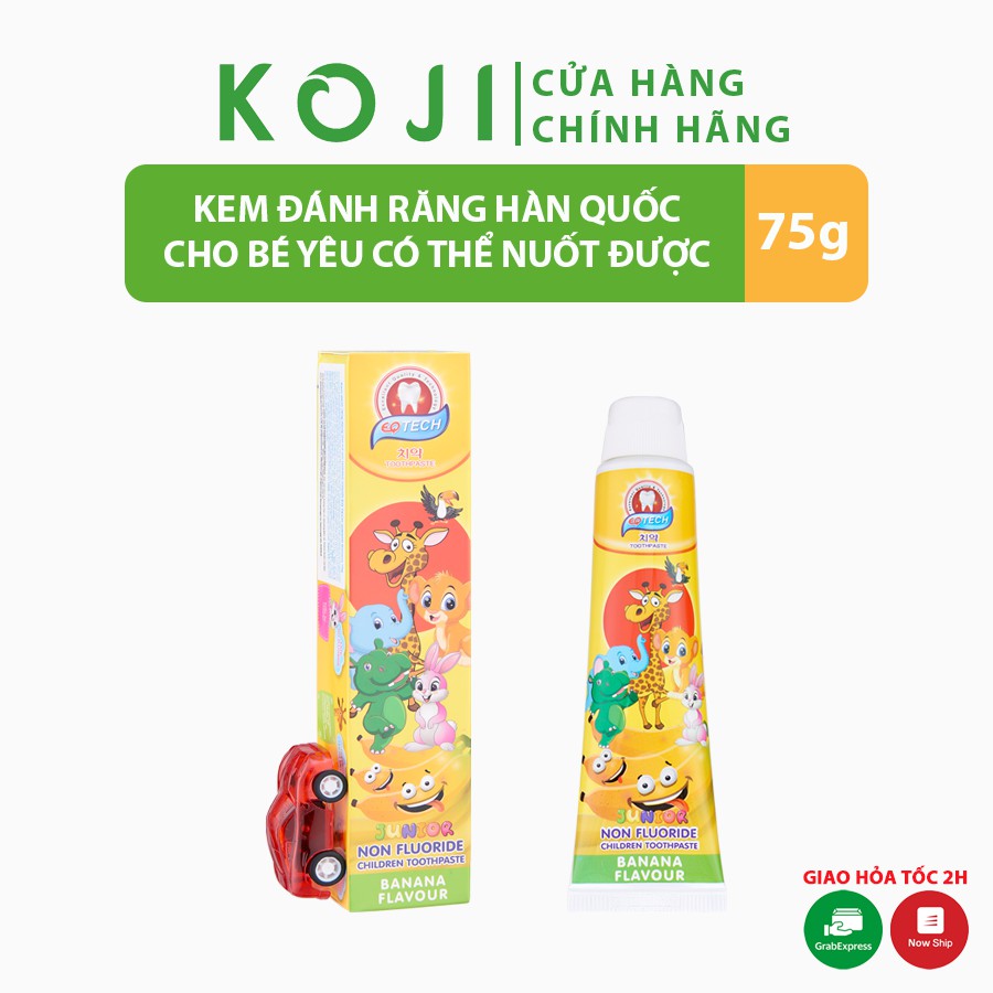 Kem đánh răng trẻ em EQ Tech Hàn Quốc 75g kem đánh răng cho bé từ 2 đến 8 tuổi hương chuối có thể nuốt được