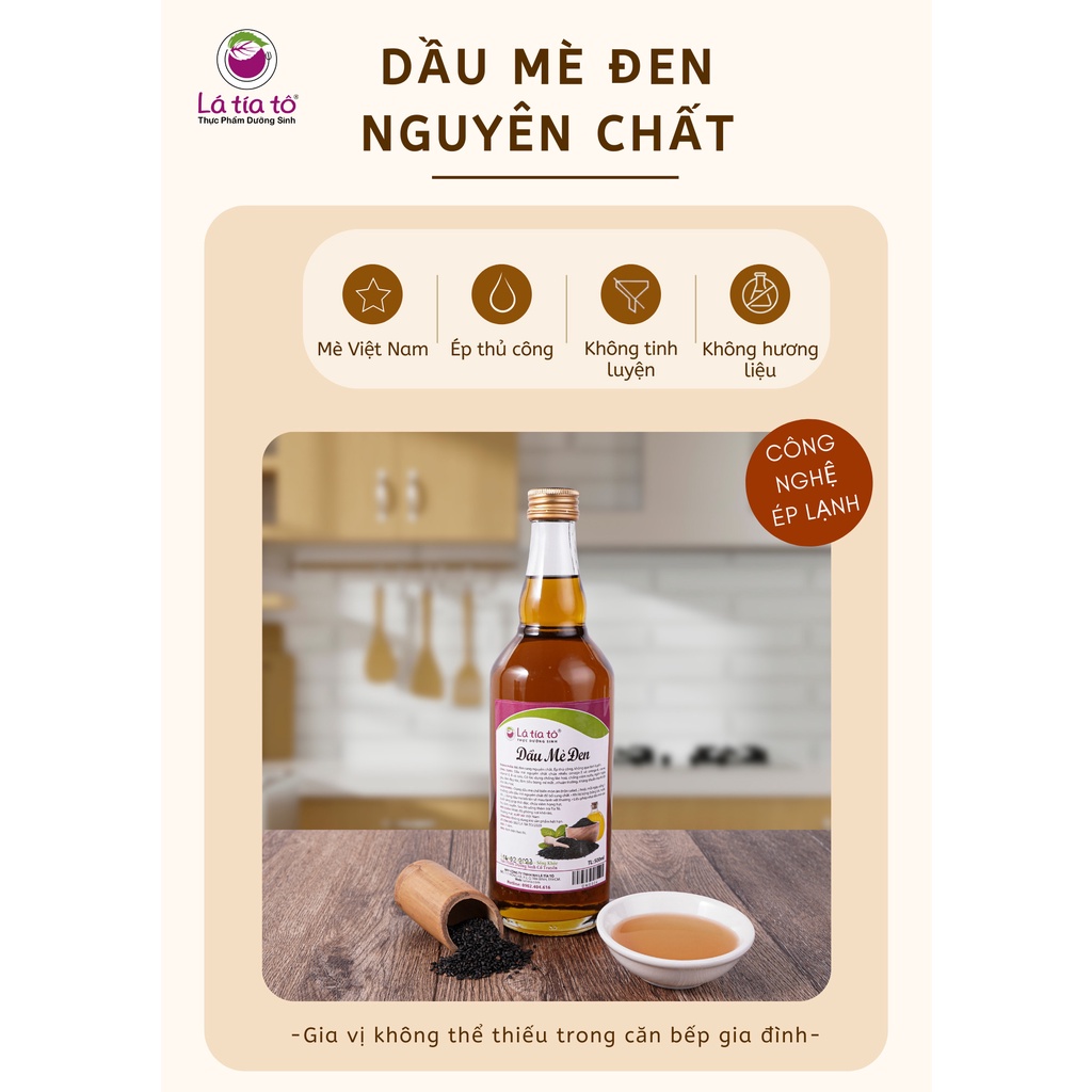 DẦU MÈ ĐEN NGUYÊN CHẤT 500ML - LÁ TÍA TÔ