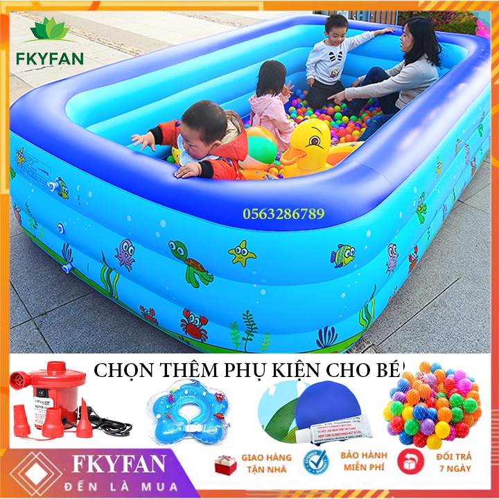 Bể bơi phao cho bé kích thước 1m8 và 2m1 loại dày đáy 2 lớp chống trơn trượt ,Hồ bơi cho bé trong nhà hình chữ nhật