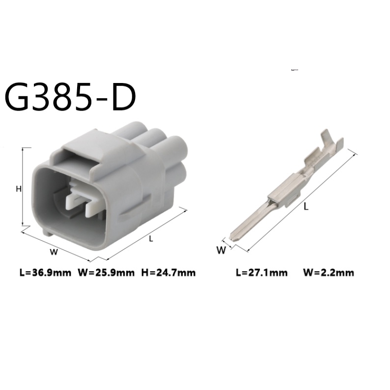 G385-Giắc cắm đèn pha ô tô 6 lỗ 2.2mm màu xám