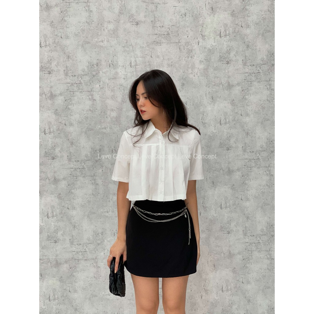 Leve Concept - Áo sơmi cộc tay xếp ly Leyla Croptop