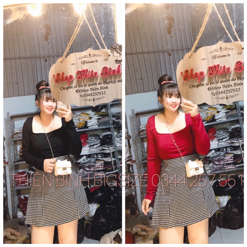 SET ÁO CỔ U TAY DÀI KÈM VÁY DẠ BIGSIZE