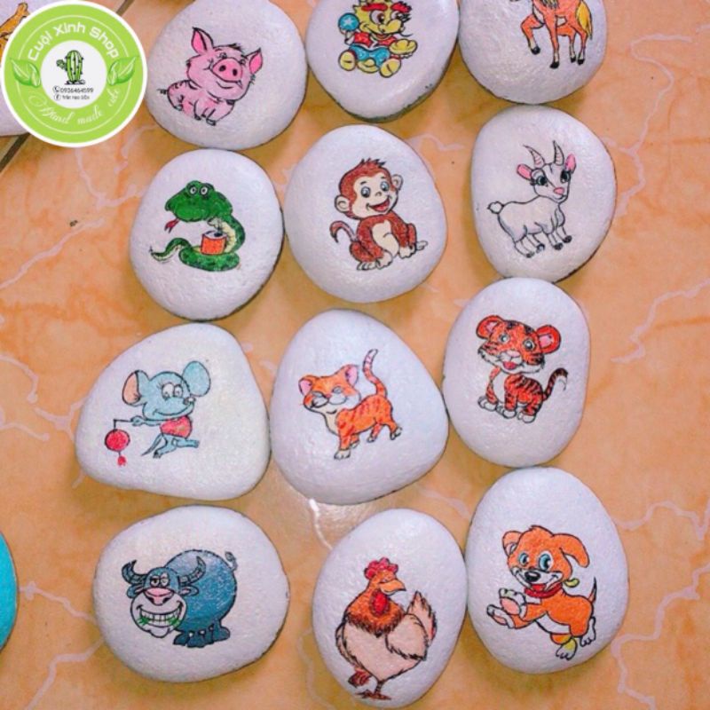 Tranh đá cuội hình con giáp theo yêu cầu(ghi chú gửi shop)