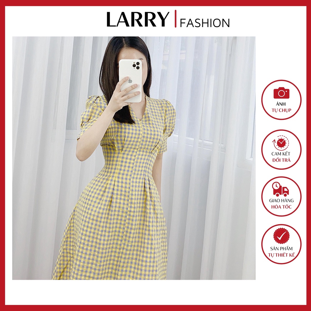 Váy Nữ Dài Trơn Kẻ Caro Đơn Giản Thanh Lịch Đi TIệc - Đầm Vintage Tiểu Thư V029