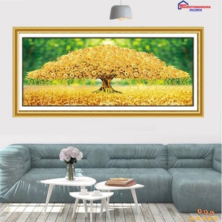 Tranh đính đá, tranh thêu chữ thập cây tiền vàng tài lộc LV3135 DF2243 LV135 VS121