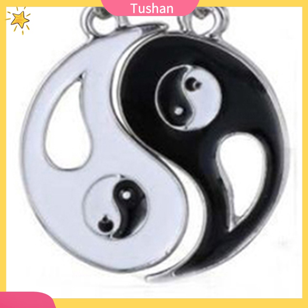 Bộ 2 Dây Chuyền Mặt Dây Một Nửa Hình Bát Quái Âm Dương Độc Đáo