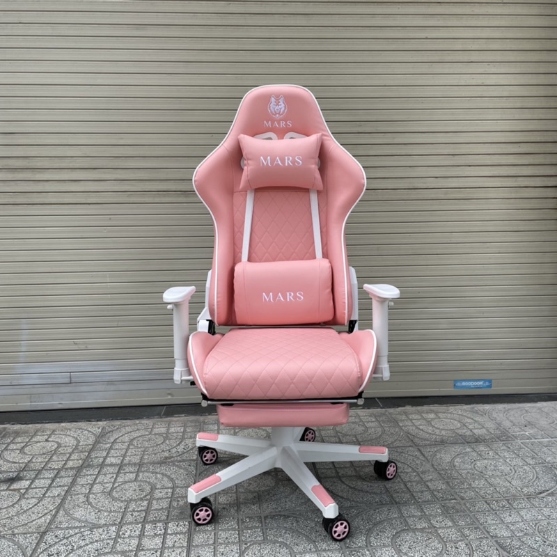 Ghế gaming streamer livestream Mars Hồng nữ tính , tay tùy chỉnh 3D, da PU nano 3 lớp.