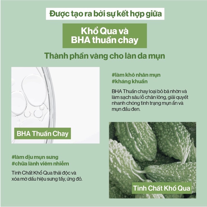 [Tặng mask] Sữa rửa mặt Khổ qua và Vegan BHA giúp làm sạch da và giảm mụn (160g)
